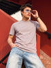 Men's Purple Regular Fit Solid Casual T-Shirt
