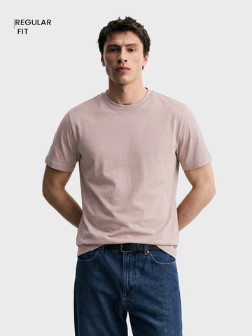 Men's Purple Regular Fit Solid Casual T-Shirt