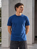 Men's Blue Regular Fit Solid Casual T-Shirt