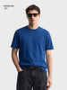 Men's Blue Regular Fit Solid Casual T-Shirt