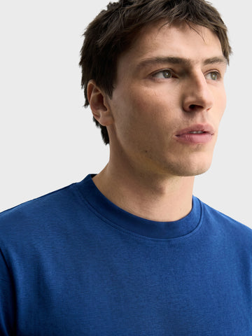 Men's Blue Regular Fit Solid Casual T-Shirt
