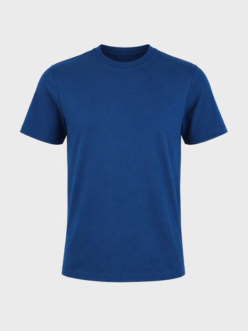 Men's Blue Regular Fit Solid Casual T-Shirt