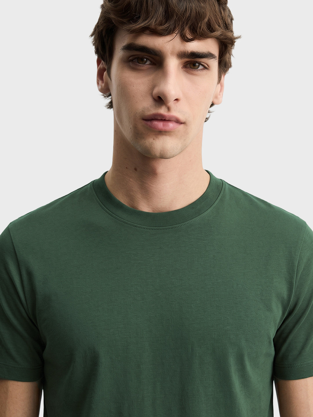 Men's Olive Regular Fit Solid Casual T-Shirt
