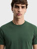 Men's Olive Regular Fit Solid Casual T-Shirt