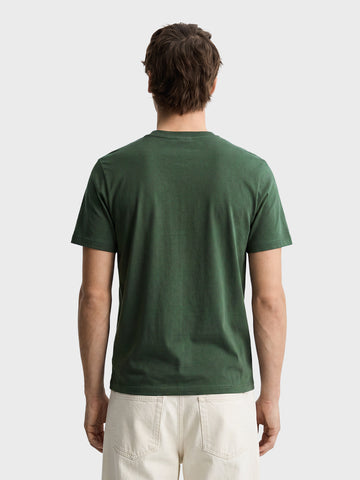 Men's Olive Regular Fit Solid Casual T-Shirt