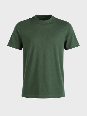 Men's Olive Regular Fit Solid Casual T-Shirt
