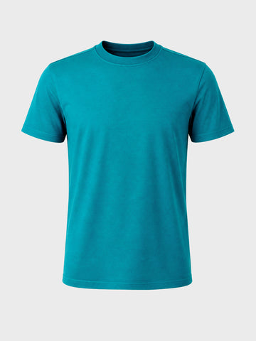 Men's Teal Regular Fit Solid Casual T-Shirt