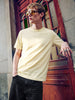 Men's Cream Regular Fit Solid Casual T-Shirt