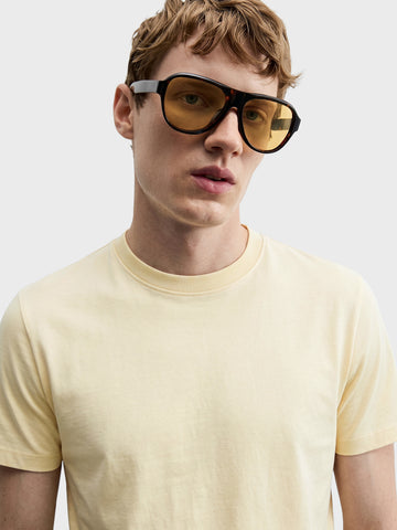Men's Cream Regular Fit Solid Casual T-Shirt