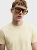 Men's Cream Regular Fit Solid Casual T-Shirt