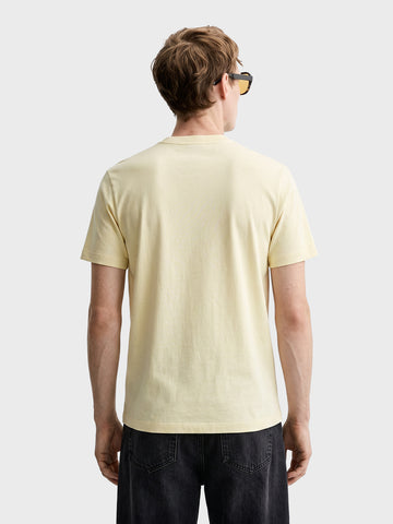 Men's Cream Regular Fit Solid Casual T-Shirt