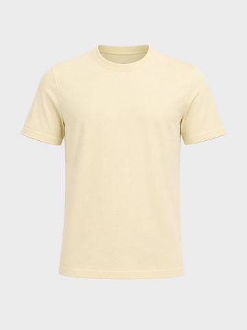Men's Cream Regular Fit Solid Casual T-Shirt