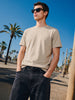 Men's Beige Regular Fit Solid Casual T-Shirt