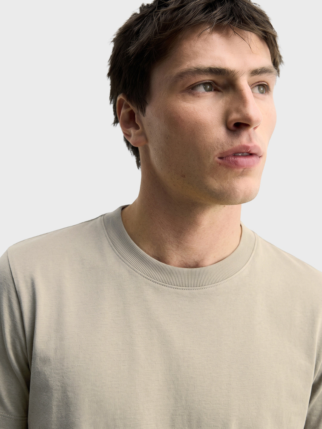 Men's Beige Regular Fit Solid Casual T-Shirt
