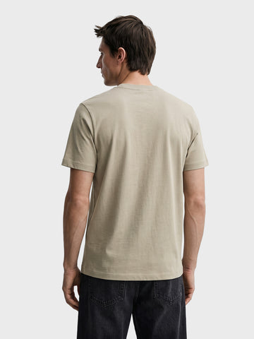 Men's Beige Regular Fit Solid Casual T-Shirt