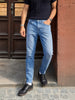 Men's Blue Slim Fit Solid Casual Jeans