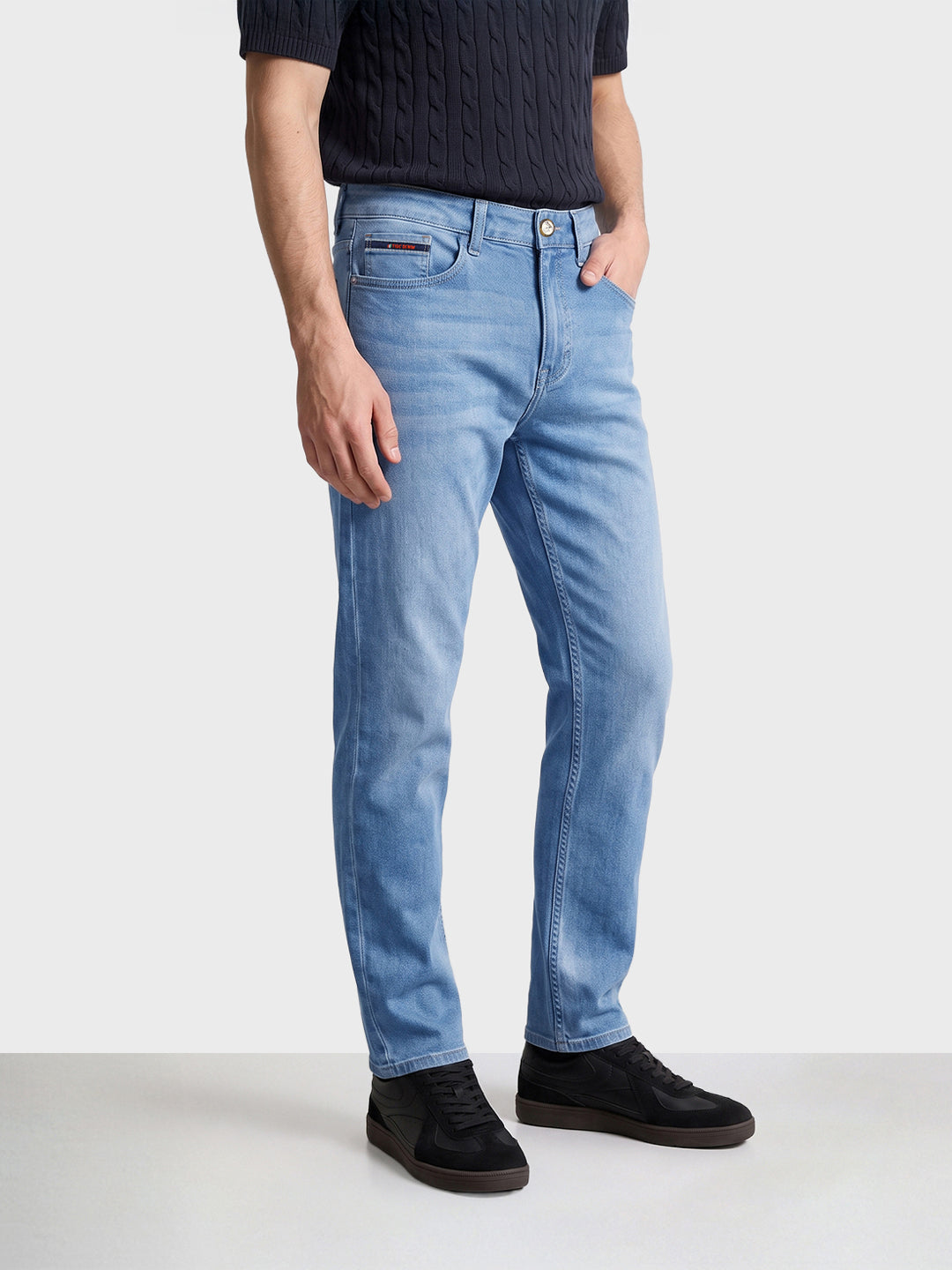 Men's Blue Slim Fit Solid Casual Jeans