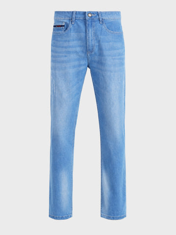Men's Blue Slim Fit Solid Casual Jeans