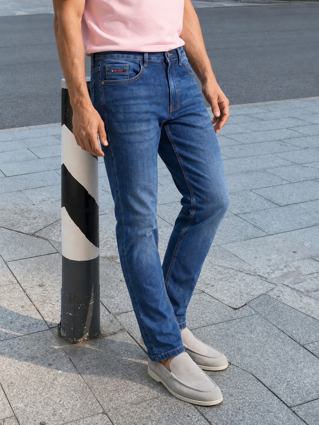 Men's Blue Slim Fit Solid Casual Jeans