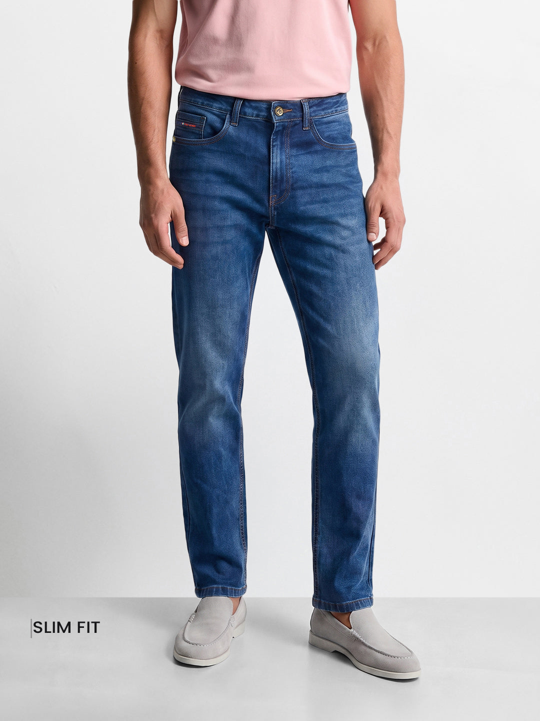 Men's Blue Slim Fit Solid Casual Jeans