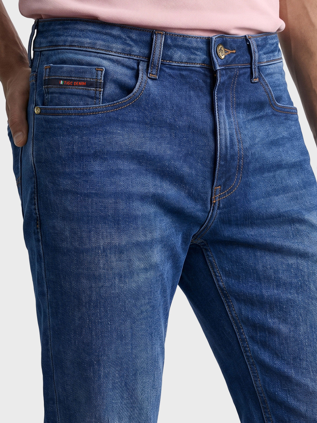 Men's Blue Slim Fit Solid Casual Jeans