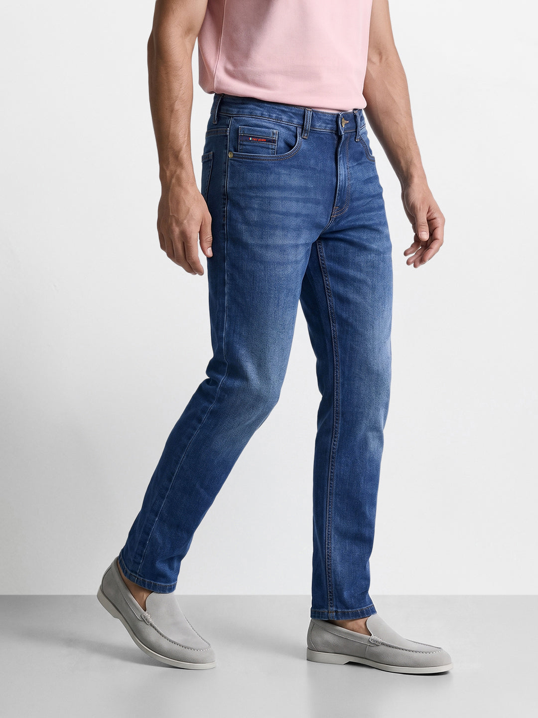 Men's Blue Slim Fit Solid Casual Jeans