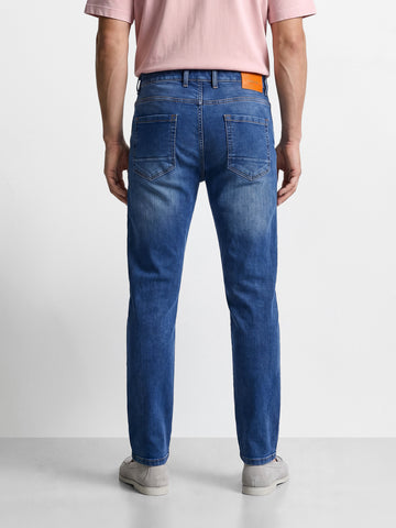 Men's Blue Slim Fit Solid Casual Jeans