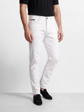 Men's White Slim Fit Solid Casual jEANS
