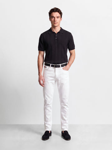 Men's White Slim Fit Solid Casual jEANS