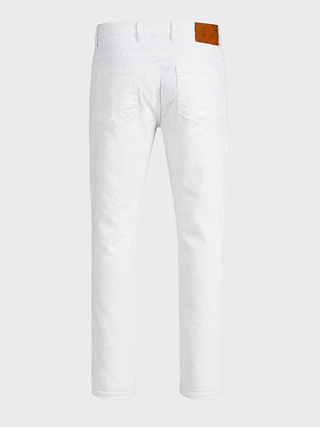 Men's White Slim Fit Solid Casual jEANS