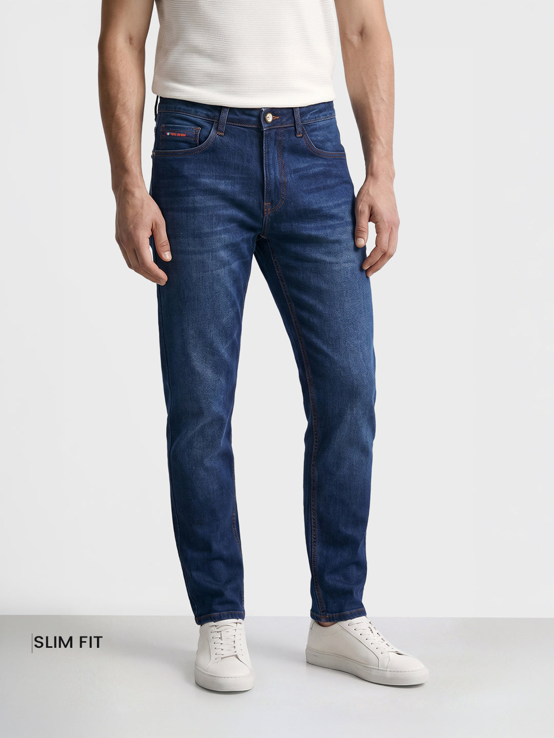 Men's Blue Slim Fit Solid Casual Jeans