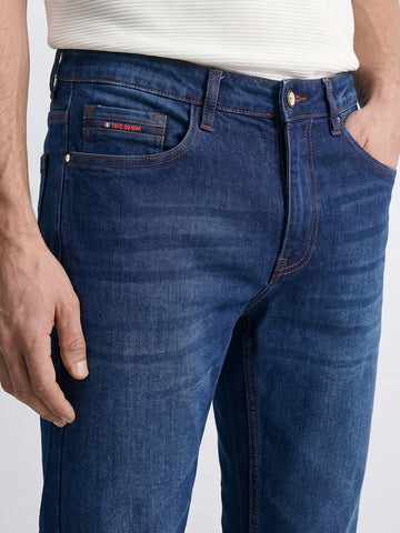 Men's Blue Slim Fit Solid Casual Jeans