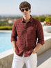 Men's Brown Slim Fit Checkered Casual Shirt