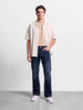 Men's Navy Blue Bootcut Fit Solid Casual Jeans