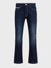 Men's Navy Blue Bootcut Fit Solid Casual Jeans