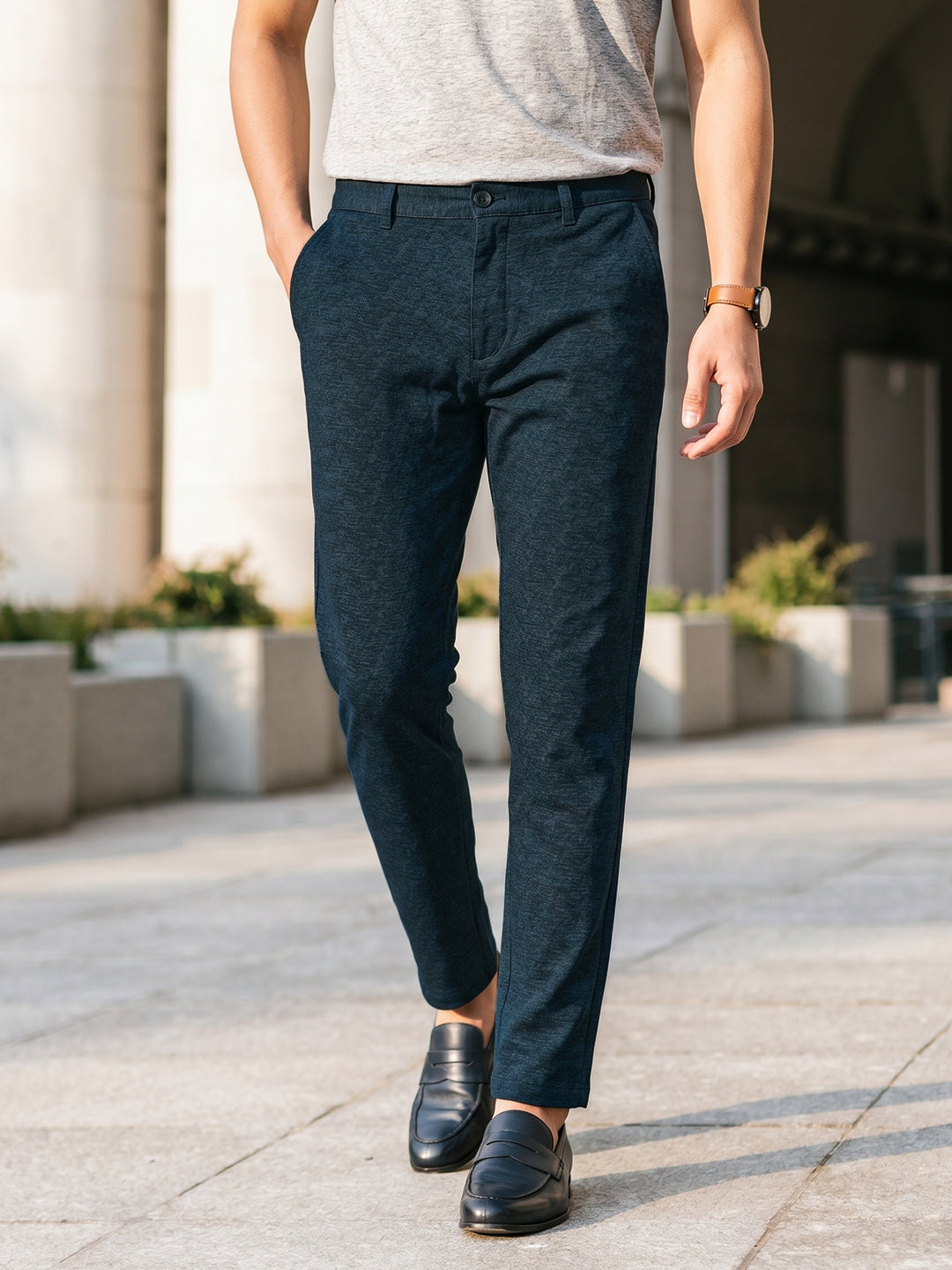 Men's Navy Self-Design Chinos