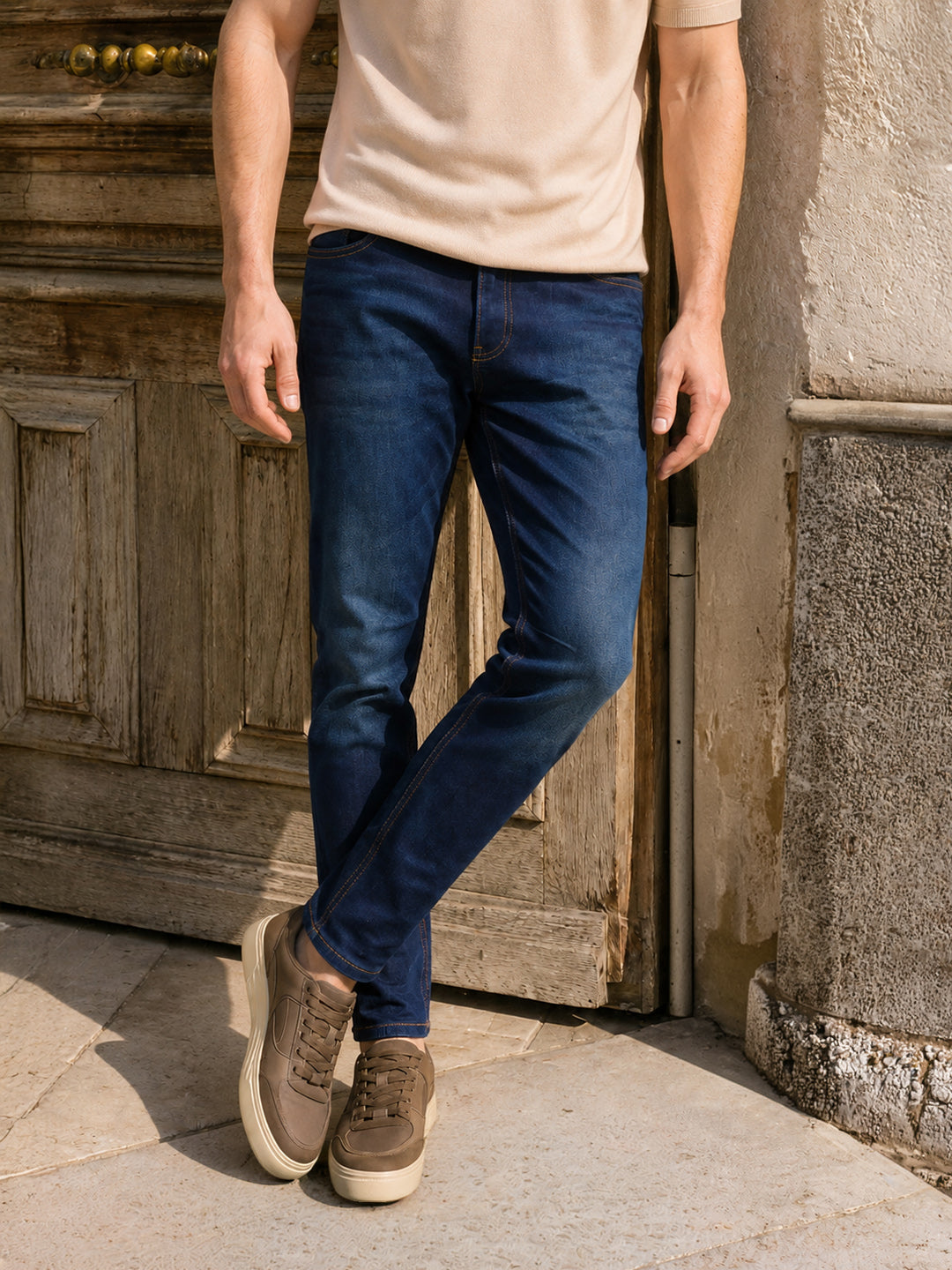 Men's Blue Slim Fit Solid Street Wear Jeans