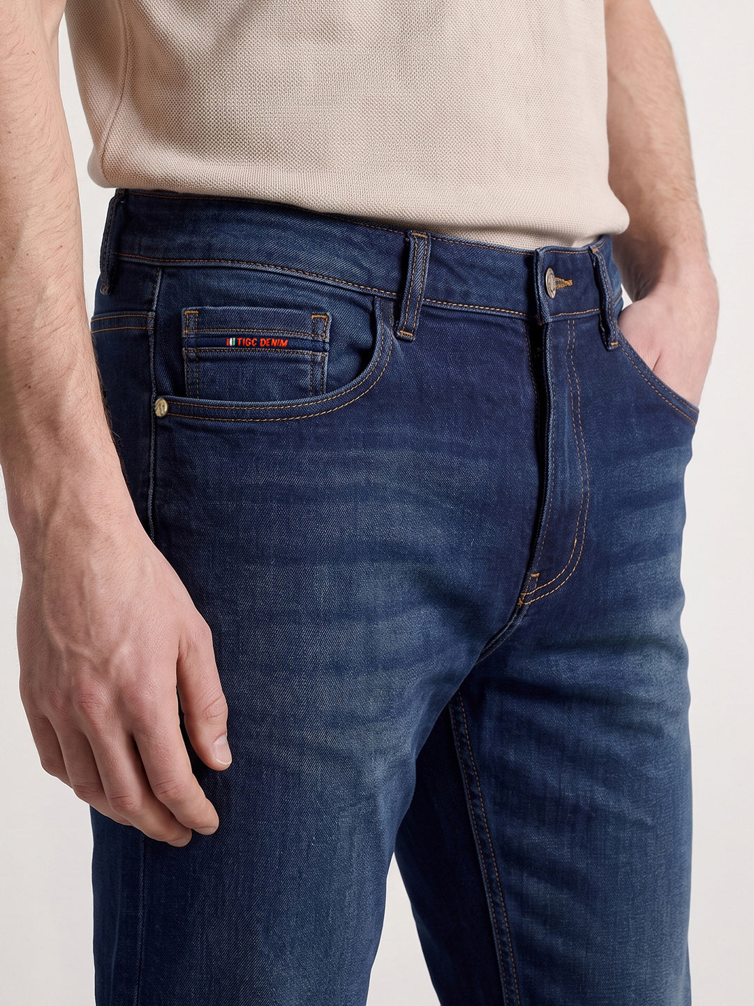 Men's Blue Slim Fit Solid Street Wear Jeans