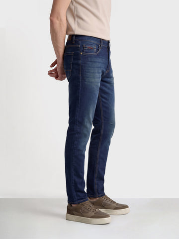 Men's Blue Slim Fit Solid Street Wear Jeans