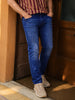Men's Navy Regular Fit Solid Casual Jeans