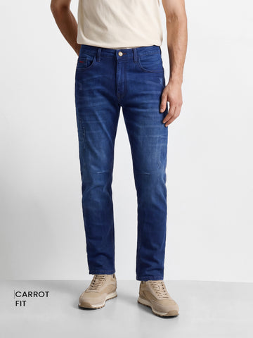 Men's Navy Regular Fit Solid Casual Jeans