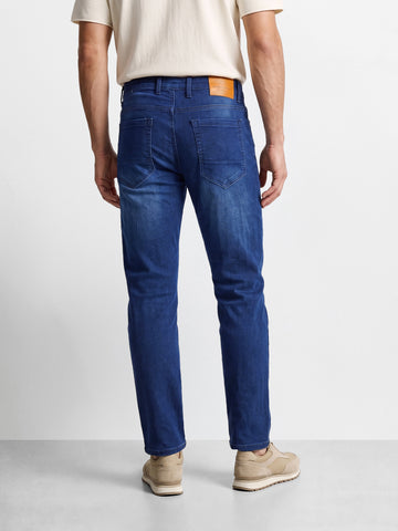 Men's Navy Regular Fit Solid Casual Jeans