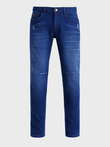 Men's Navy Regular Fit Solid Casual Jeans