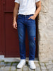 Men's Blue Carrot Fit Solid Casual Jeans
