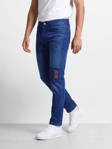 Men's Blue Carrot Fit Solid Casual Jeans