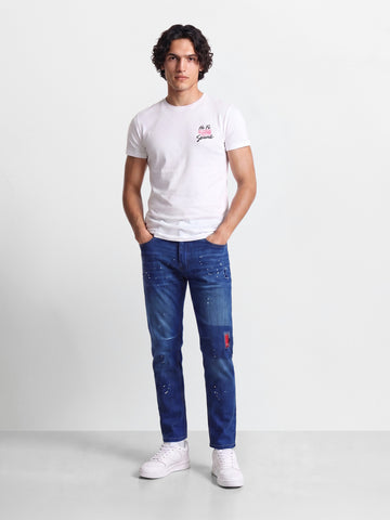 Men's Blue Carrot Fit Solid Casual Jeans