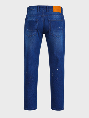 Men's Blue Carrot Fit Solid Casual Jeans