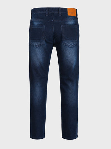 Men's Navy Blue Regular Fit Solid Casual Jeans