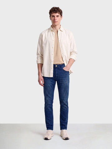 Men's Blue Carrot Fit Solid Casual Jeans