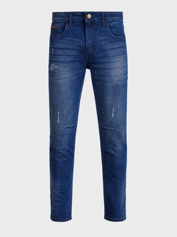 Men's Blue Carrot Fit Solid Casual Jeans